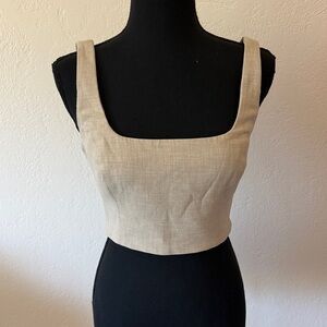 EUC WILFRED SMALL Women's Square Neck Crop Top in Beige